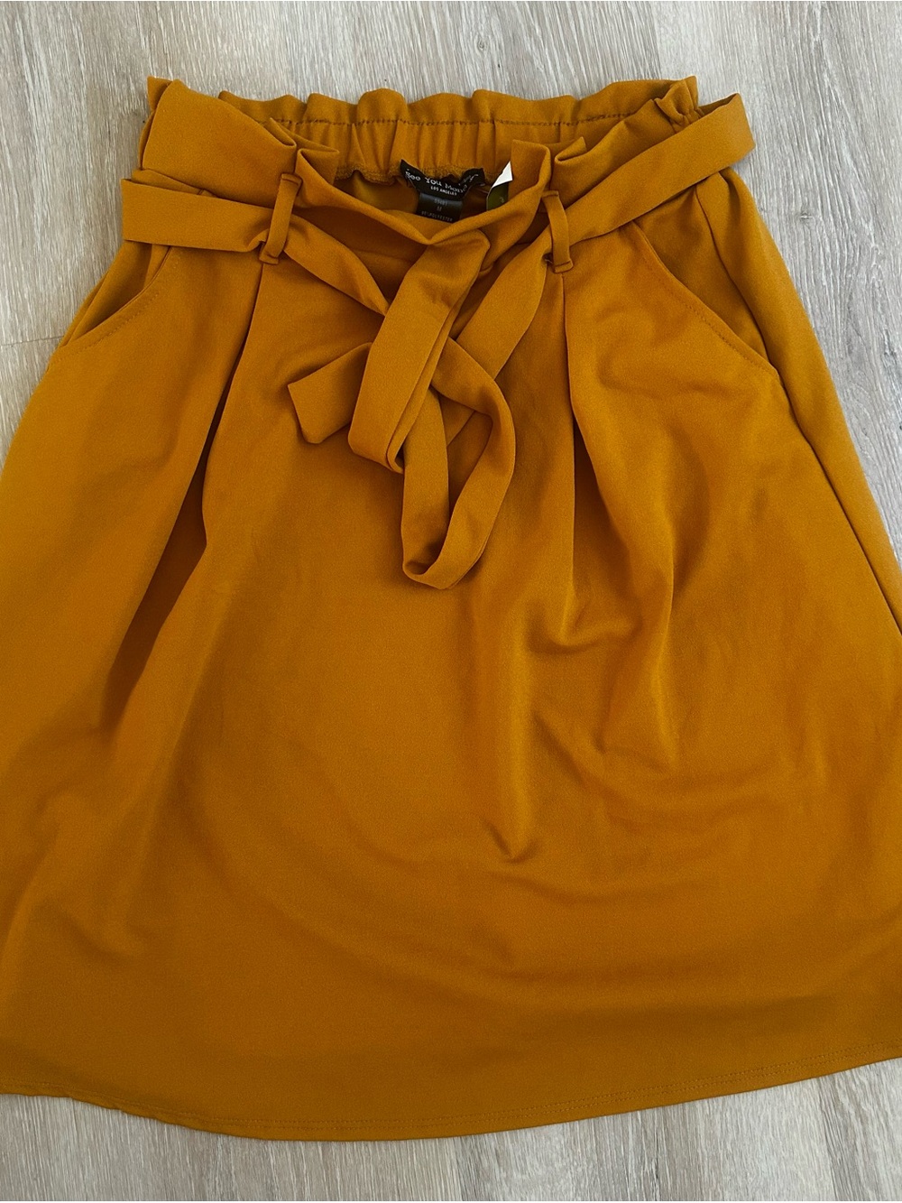 See You Monday Mustard Paperbag Waist Tie Skirt NWT